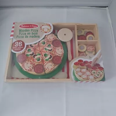 Melissa & Doug Wooden Pizza Wooden Toys Pretend Play Food For Kids 3 Years + • £16.99