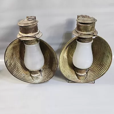 Vintage Rustic Oil Lamp Brass Barn Train Lantern Glass Globe Tallin Mfg. 15 1/2  • $199.99