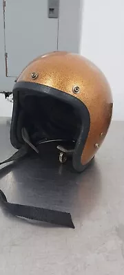 1960s Original LSI-4150 GOLD METALFLAKE MOTORcycle Helmet • $35