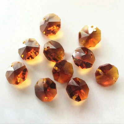£1.92 • Buy 20pcs 14mm Dark Brown Crystal Octagonal Bead Decoration Crystal Chandelier Part