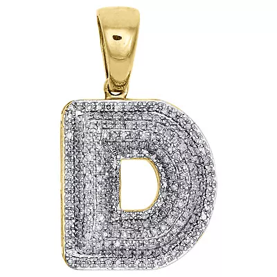 10K Yellow Gold Diamond Initial D Pendant 1.20  Mini Bubble Letter Charm 5/8 CT. • $695