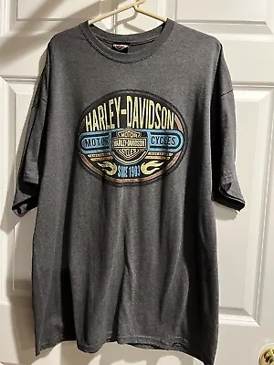 Mens 2XL  Harley Davidson Grey T-Shirt W/front & Back Logo Mason City Ia On • $15