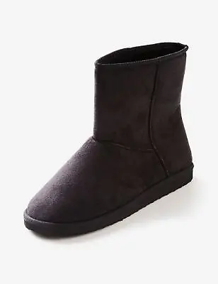 RIVERS - Mens Winter Slippers - Black Boots - Faux Sheepskin - Casual Footwear • £16.30