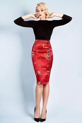 Lovely Wheels & Dollbaby Sz 12 Red Print Irma La Douce Skirt Nwot • $22.50