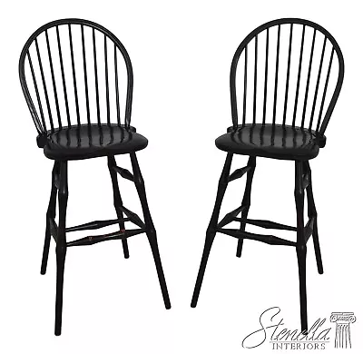 63080EC: Pair MARTIN CHAIR SHOP Windsor Style Bar High Chairs • $1295