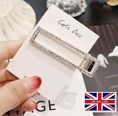 £4.99 • Buy Rhinestone Diamante Sparkly Shiny Silver Hair Clip Grip Slide UK Stock