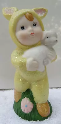 K's Collection~Child Figurine/Yellow Bunny Outfit Holding A Lamb 8SSL10 • $5.85