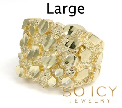 $299 • Buy 2.30-6.60 Grams 10k Yellow Real Gold Mens Hip Hop Square Nugget Ring