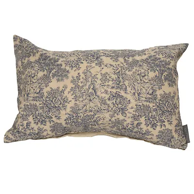 Vintage Toile Blue Cushion Cover 40x60cm Linen Soft Furnishings • £25.95