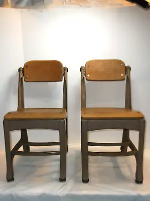 Vintage Childrens School Chairs - Wood/Metal Kindergarten Mid-Century • $74.95