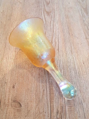 £8.95 • Buy Heron Glass Beautiful Honey Iridescent Bell Art Nouveau Effect 19cm