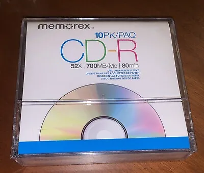 Memorex CD-R 52x 700MB 80 Min 10 Pack Blank Cds - Music Photos NEW & SEALED! • $13.60