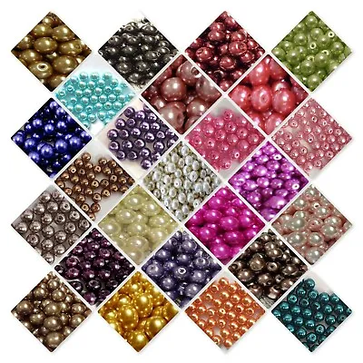 £3.59 • Buy Glass Pearl Beads COLOUR CHOICE BUY3 GET3 FREE 400x4mm 200x6mm 100x8mm 50x10mm  