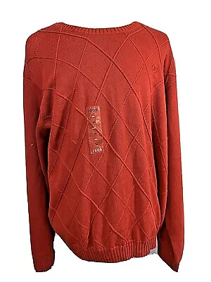 $25.50 • Buy NWT IZOD Mens Big & Tall Crew Neck Sweater Cotton Red Diamonds Cabled 4XL ❤️