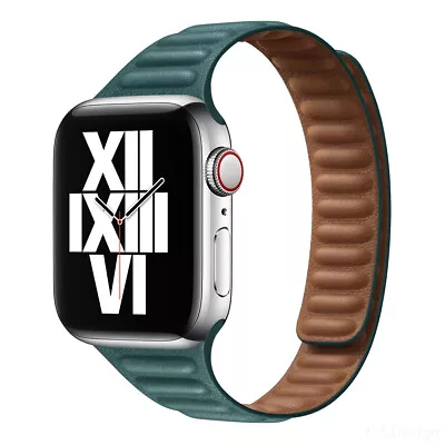 $32.78 • Buy Leather Magnetic Loop Strap For Apple Watch 7 Strap 41mm/45mm IWatch 6 SE 5 Band