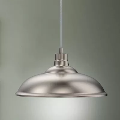 E26 Base Industrial Pendant Light Brushed Nickel Modern Ceiling Hanging Lamp • $42.19