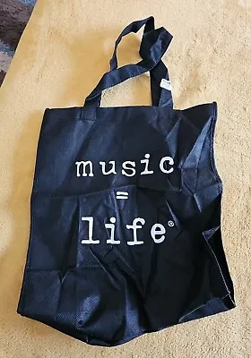 Hot Topic  Music = Life  Black Shopping Tote Bag Reusable Fun Tote 13  X 12  NWT • $9.99