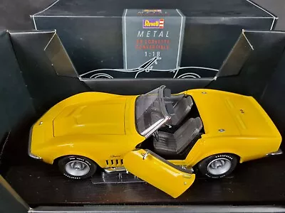 REVELL '69 CORVETTE CABRIOLET METAL COLLECTION 8835  1/18 Scale Car YELLOW Boxed • £45