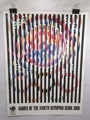 1988 Original Seoul Olympics Yaacov Agam  Message Of Peace  Poster South Korea • $104.95