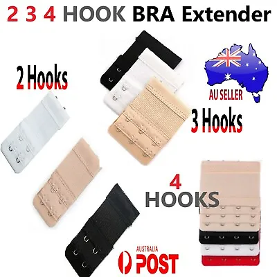 Clip On Bra Extender Plus Size Maternity Black White Beige 2 3 4 Hooks Strap AU • $3.23