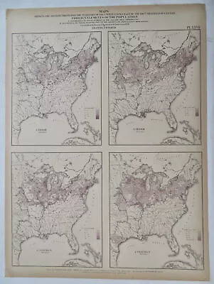 German & Irish Immigration Demographics Eastern United States 1874 Walker Map • $68