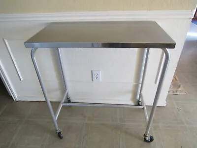 Tall Hospital Medical Instrument Utility Rolling Cart Table Stainless Steel  • $195