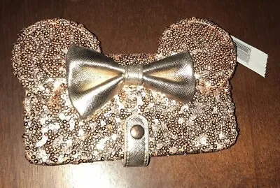 $65.75 • Buy Disney Parks Rose Gold Minnie Mouse Ears Bow IPhone Case Wallet 6+ 6s+ 7+ 8+ NEW