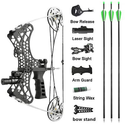 35lbs Mini Compound Bow Set Right Left Hand Archery Fishing Hunting Laser Sight • £17.20