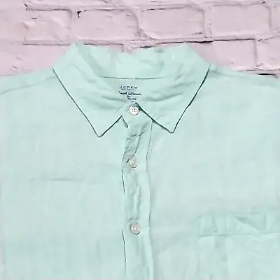 J. Crew Shirt Men's Large Irish Linen Baird McNutt Slim Fit Green Button Up L/S • $17.99