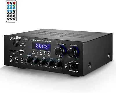 Moukey Home Audio Amplifier Stereo Receivers 220W 2 Channel Amp Stereo System • £59.99