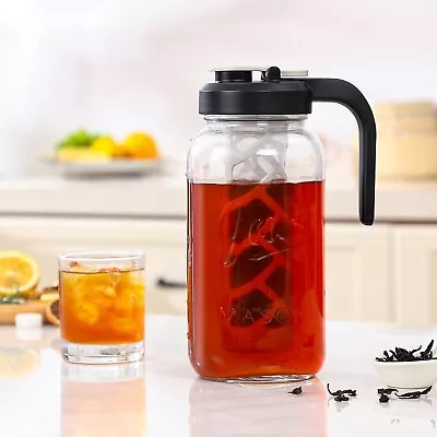 Iced Tea Maker Pitcher With Infuser & Lid 2 Quart Glass Mason Jar Pitcher Leak • $25.11