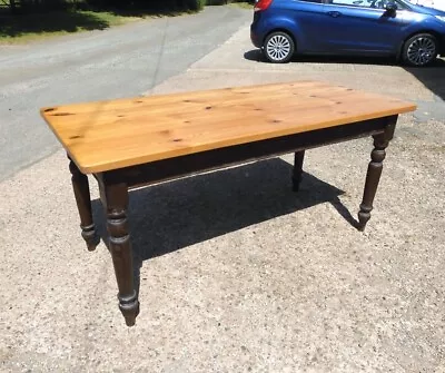 Antique Style Pine Farmhouse Kitchen Table (seats 6) • £150