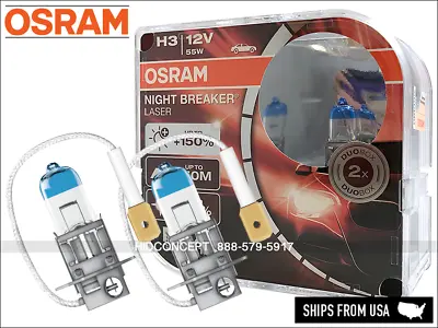 Osram H3 Night Breaker Laser Headlight Halogen Bulbs | 64151NL | Pack Of 2 • $24.99