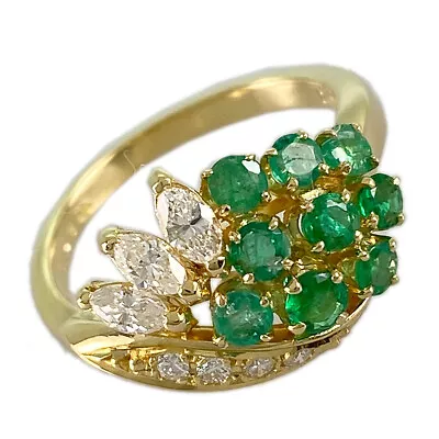 MIKIMOTO Yellow Gold Emerald Diamond Ring • $693