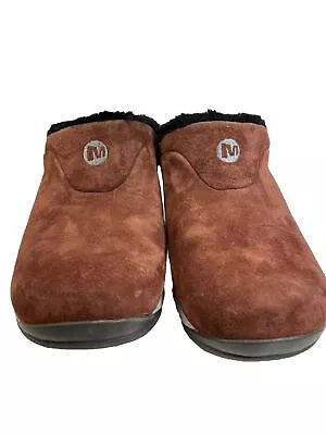 Merrell Qform 2 Chill Slide Slip On Mule Shoe Sheepskin Suede Women's 7 Brown • $22.95