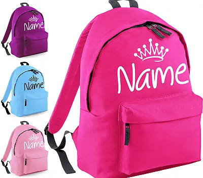 £9.99 • Buy Personalised School Backpack Bag Kids Any Name Text Girls Crown Rucksack PE Kit