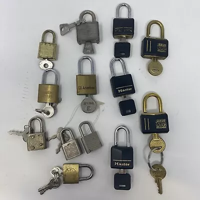 LOT OF 13 SMALL MINIATURE Assorted LOCKs And KEYS Master American Abus No Name • $12.95