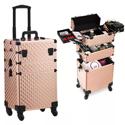 Travel Makeup Cosmetic Case Trolley Vanity Beauty Hairdressing Nail Storage Box • £65.95