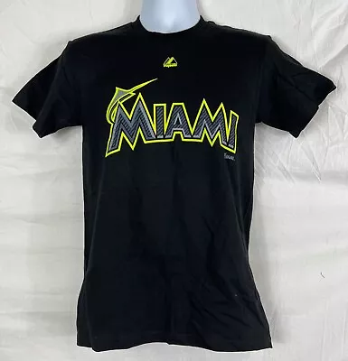 Miami Marlins Mlb Stanton Black Majestic T-shirt Small + 2 Can Coolers Free Ship • $10
