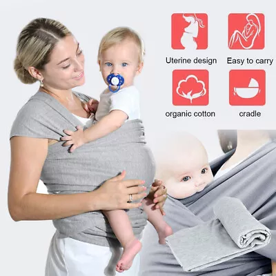 Baby Wrap Sling Cotton Baby Sling Carrier Newborn Baby Wrap Carrier Handsfree UK • £12.94