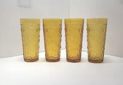 $19.99 • Buy 4 Vintage Brockway American Concord Amber Drinking Glasses - Tumblers 6.5  Tall