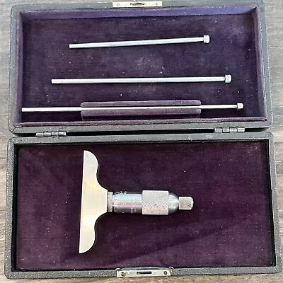 Vintage Millers Falls Co. No. 31 Depth Micrometer W/(3) Rods USA  • $24.99