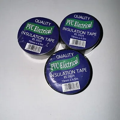 3 X High Quality PVC Electrical Insulation Tape 19mm X 4.5m Black • £4.99