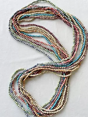 9 Strands Of Vintage Genuine Fossil Mixed Color 3.5 Mm. Round Gemstone Beads • $12