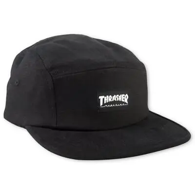 Thrasher Magazine 5 PANEL Strapback Skateboard Hat BLACK • $24.95