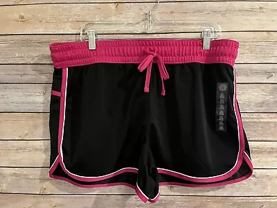 Made For Life Women’s Shorts PXL Activewear Black/Pink Elastic NWT Fast Ship! • $10.95