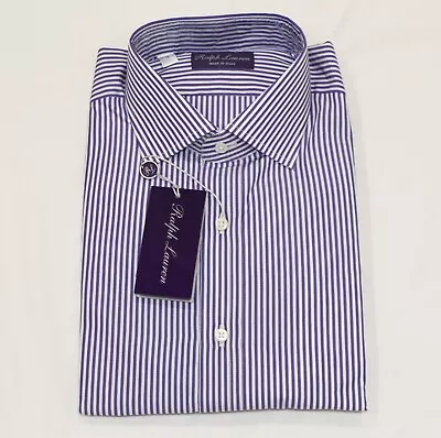 Ralph Lauren Purple Label Italy Mens Striped Cotton Casual Sport Dress Shirt 16 • $192.50