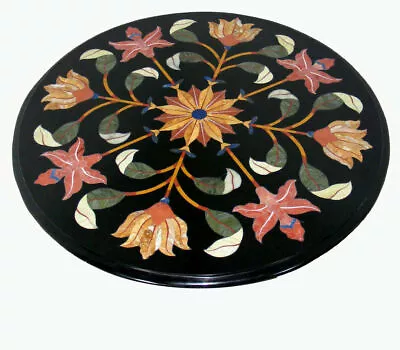18'' Table Top Inlay Black Marble Coffee Table Pietra Dura Art Mosaic Malachite • $326