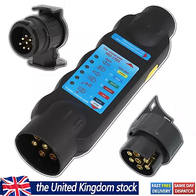 7 Pin Trailer Socket Tow Bar Light Plug Cable Wiring Circuit Tester Electrical. • £12.88