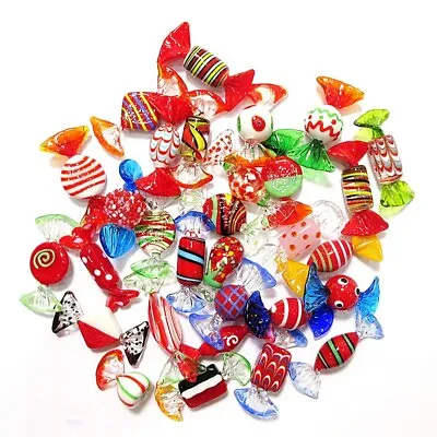 Stained Murano Glass Candies Set Of 15 Vintage Sweets Multicolored Decorative • $28.90